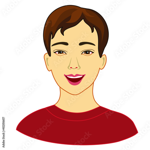 emoticon with a happy man, color vector emoji on a white isolated background