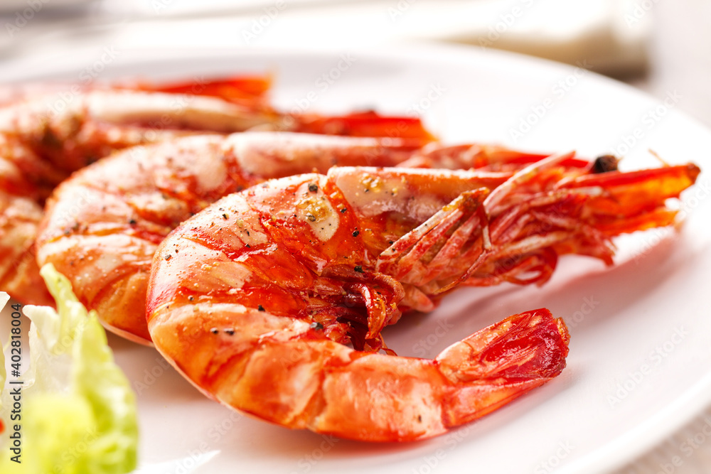 Grilled Prawns with salad. High quality photo Grilled Prawns with salad. High quality photo