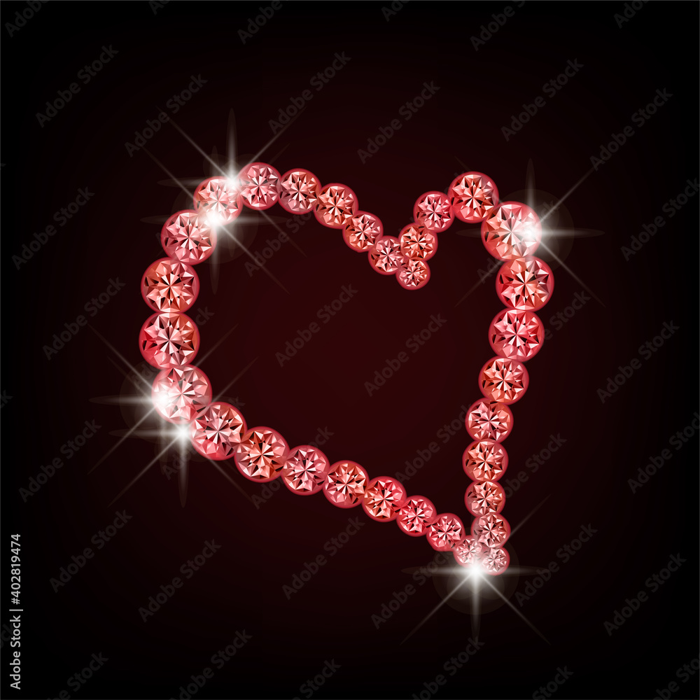 Ruby heart, wedding valentine's day card, vector illustration Ruby heart, wedding valentine's day card, vector illustration