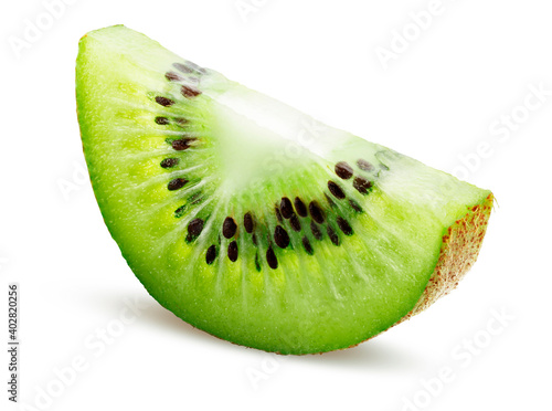 One slice of kiwi isolated on white background with clipping path.