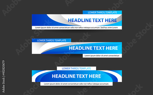 Set collection vector of Broadcast News Lower Thirds Template layout design banner for bar Headline news title, sport game in Television, Video and Media Channel