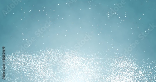Snowflakes and bokeh lights on the blue Merry Christmas background. 3D rendering 3D illustration