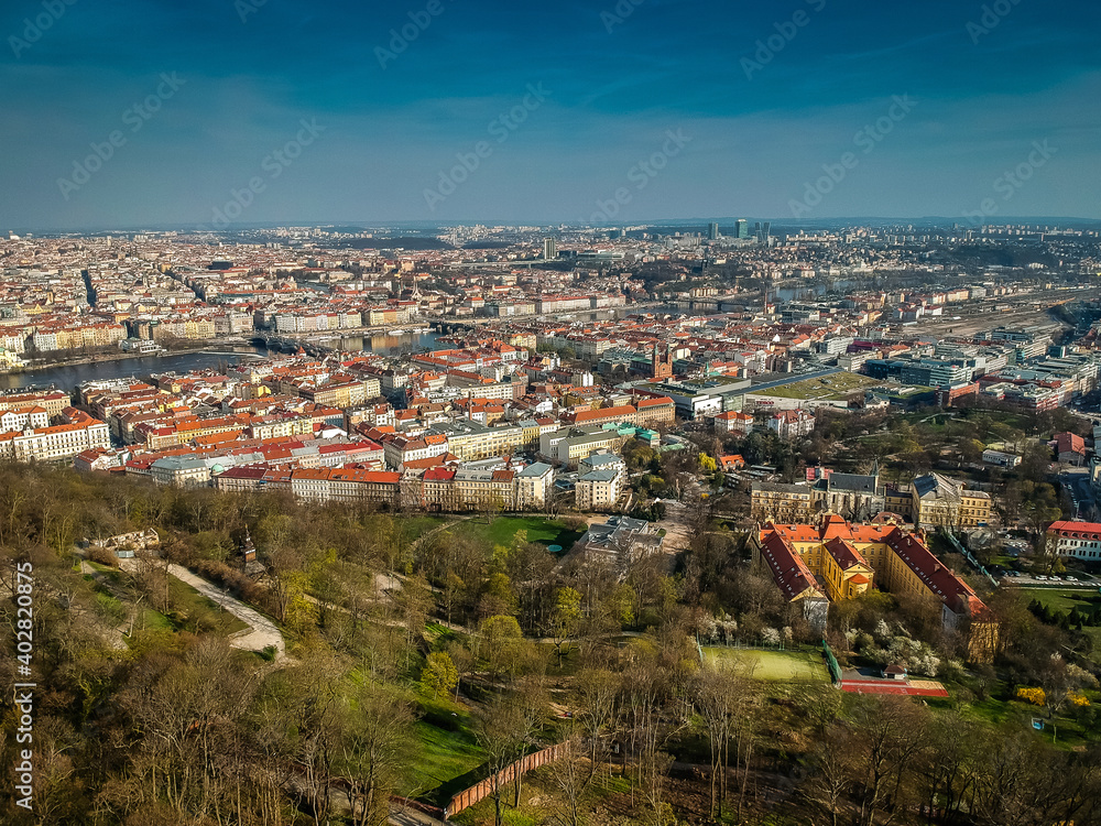 Panoramic view on Prague above Kinskeho Garden 