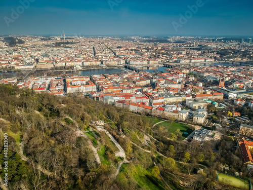 Panoramic view on Prague above Kinskeho Garden 