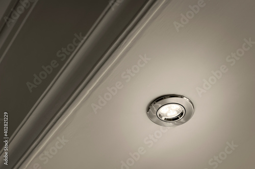 Living room LED spotlight close-up