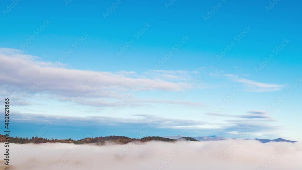 Pine mountain forest is covered with gray mist, 4K UHD time lapse Pine mountain forest is covered with gray mist, 4K UHD time lapse