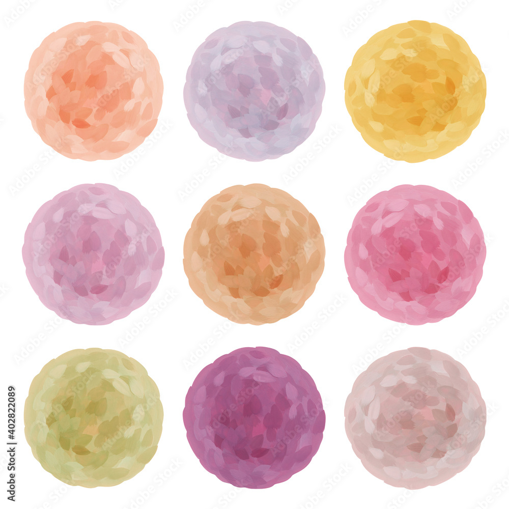 A hand-drawn set of circles in a delicate color scheme. For design of social media, highlights icon covers, background, element A hand-drawn set of circles in a delicate color scheme. For design of social media, highlights icon covers, background, element
