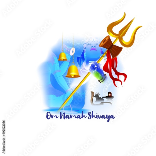 Vector illustration concept of Om Namah Shivaya meaning adoration to Shiva. Most popular Hindu mantra, the sacred mantra of Shiva