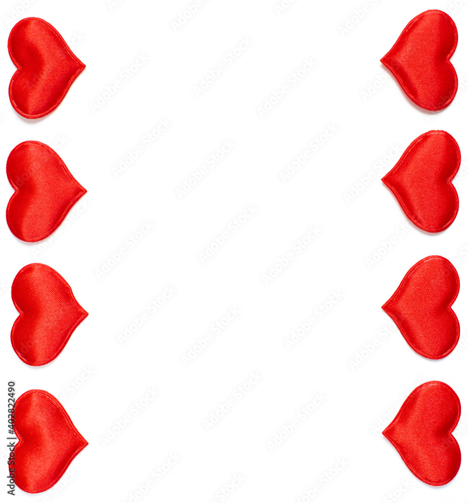 vertical frame made of red hearts isolated on white background, Valentine's day concept vertical frame made of red hearts isolated on white background, Valentine's day concept
