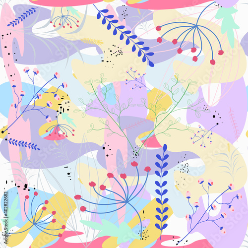 Seamless abstract floral pattern of delicate pastel colors for printing, fabrics