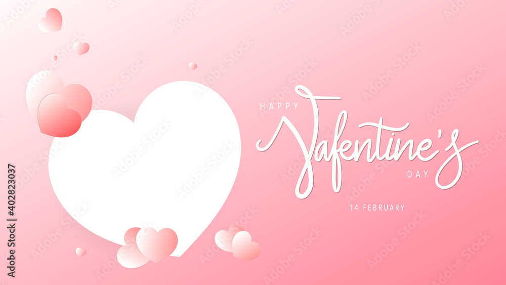 Valentines day hand lettering  background with  heart pattern on Pink Background ,Vector illustration EPS 10