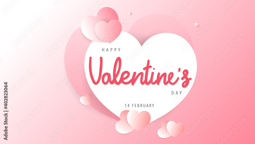Heart with Valentines day hand lettering on Pink Background ,Vector illustration EPS 10