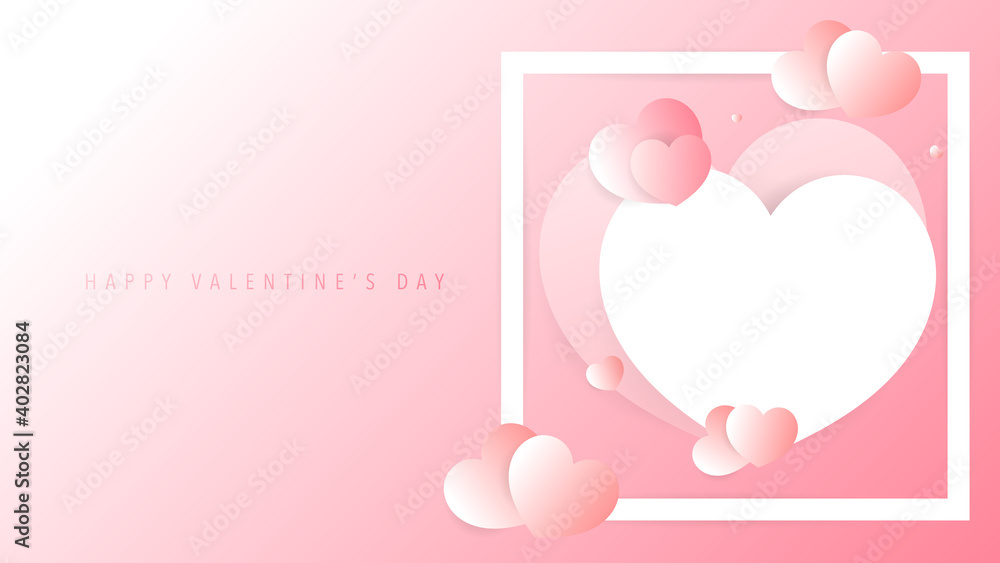 Heart with Frame Valentines day background on Pink Background ,Vector illustration EPS 10