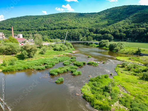 Bridge on river Berounka in Hyskov, Czech republic in Central bohemian region photo