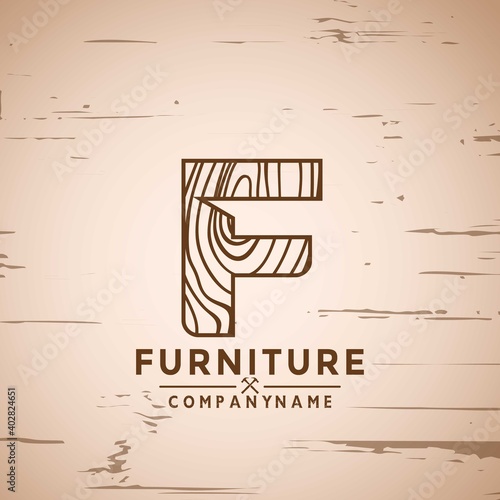 Letter F Furniture logo woodwork, Wooden logo design, Woodworking logo, Logo Designs Vector Illustration Template