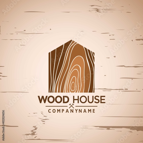 Wood House Furniture logo woodwork, Wooden logo design, Woodworking logo, Logo Designs Vector Illustration Template