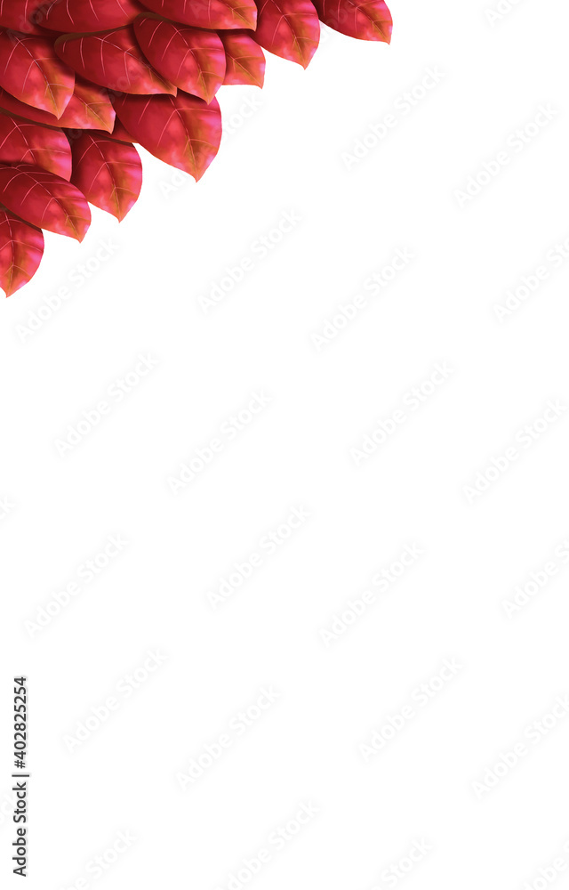 Obraz premium 新緑 葉 赤 背景 フレーム タイトル変更