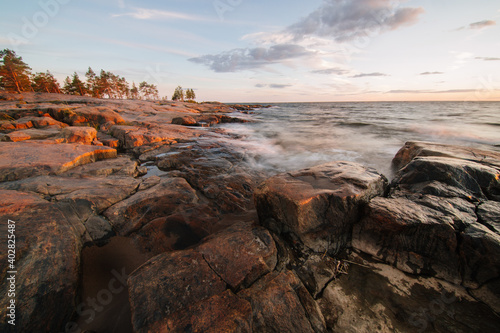 Beautiful rocky shoreline in Finland