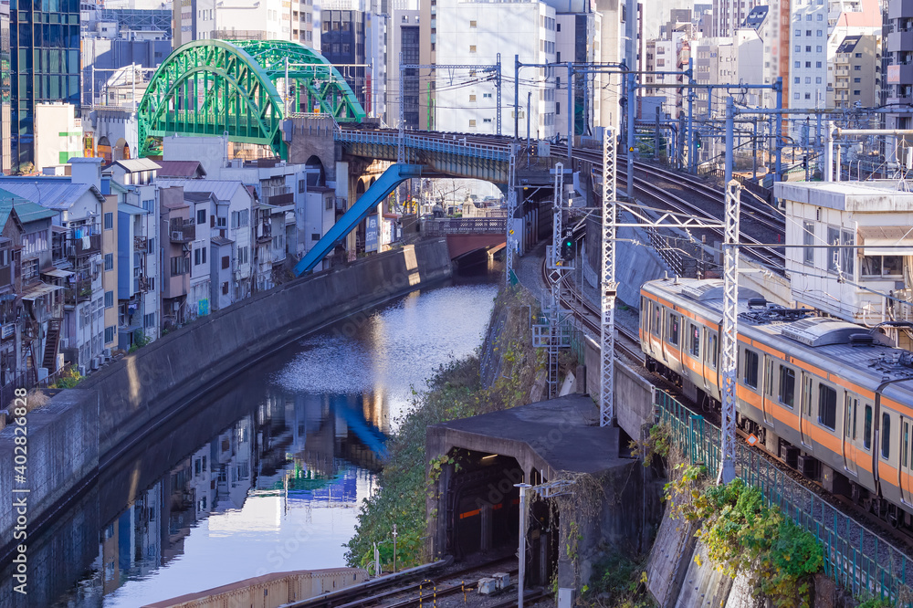 Naklejka premium 東京都千代田区御茶ノ水の街並みの景色