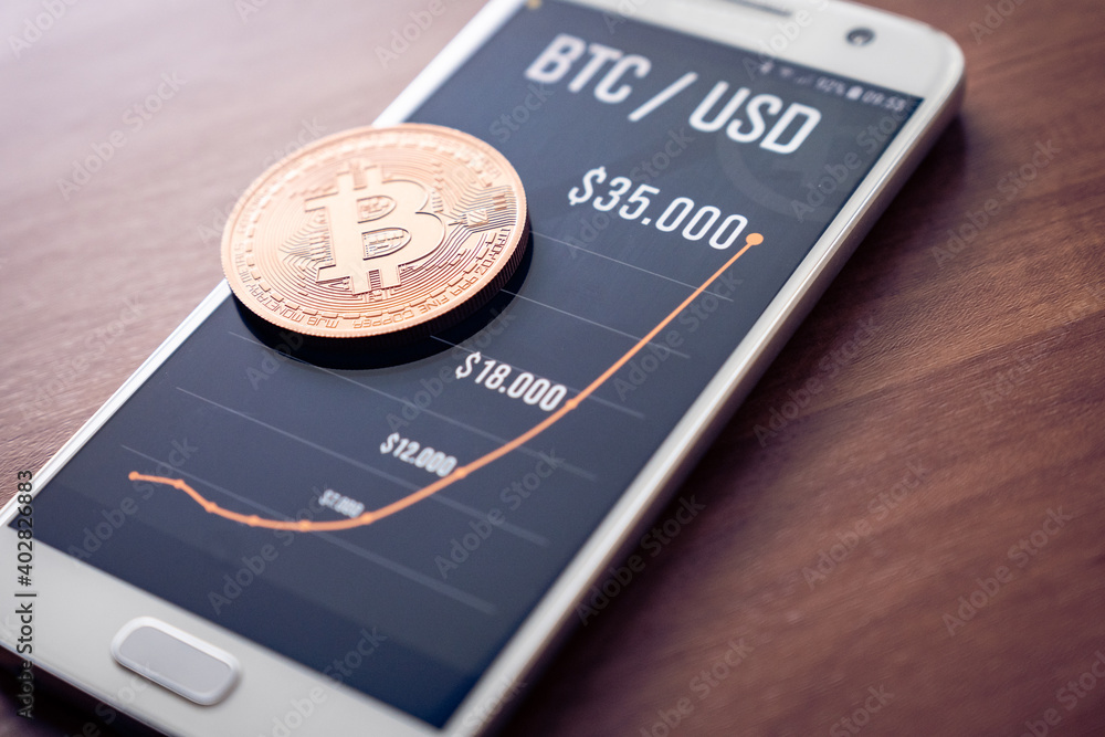 Bitcoin Cryptocurrency Financial Chart On Phone Bitcoin Cryptocurrency Financial Chart On Phone