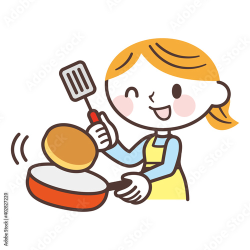 Woman making pancakes