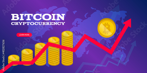 bitcoin cryptocurrency  growth graph up investment business vector illustration