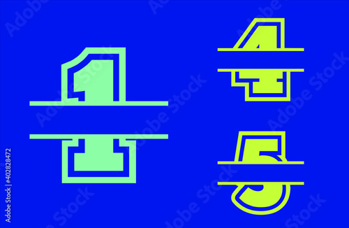 numbers Split Monogram, Split Letter Monogram, Alphabet Frame Font. Laser cut template. The initial digits of the monogram.