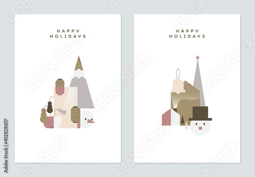 Holiday greeting template design, collage of decoration elements