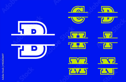 Alphabet Split Monogram, Split Letter Monogram, Alphabet Frame Font. Laser cut template. Initial monogram letters.