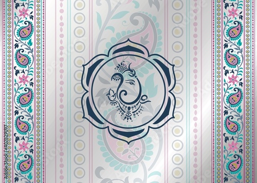Ganesha, wedding card, royal Rajasthan, India	