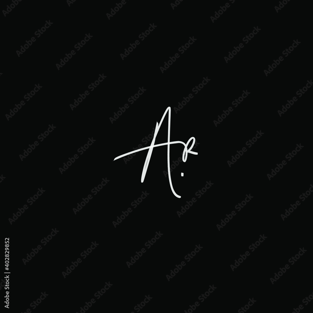 AR initial handwriting black background AR initial handwriting black background