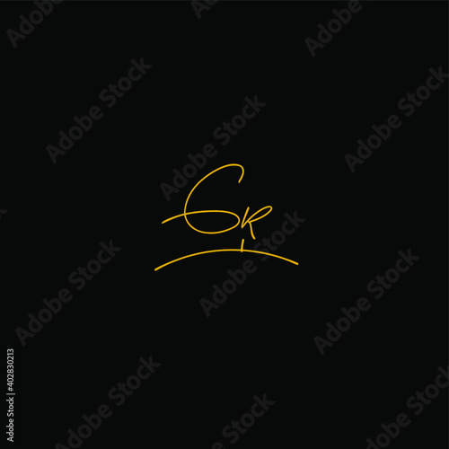 GR handwritten logo for identity black background © Young