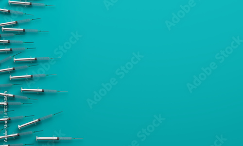 3D vaccines green background. Vaccination concept.