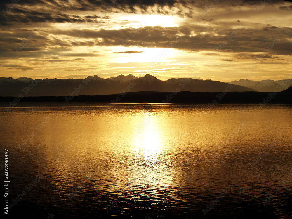 sunset over the lake