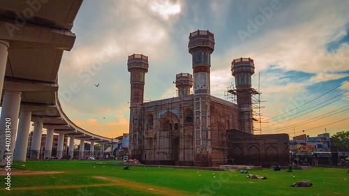Chauburji, Lahore, Pakistan - October, 12, 2019: Also called; Four Towers, a Mughal monument built by Shah Jahan acted as a gateway to large Garden, built in 1646, constructed in honor of Zeb-un-Nisa.