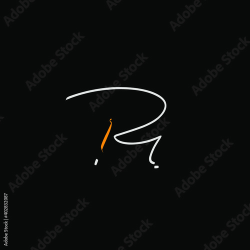 RL handwritten logo for identity black background