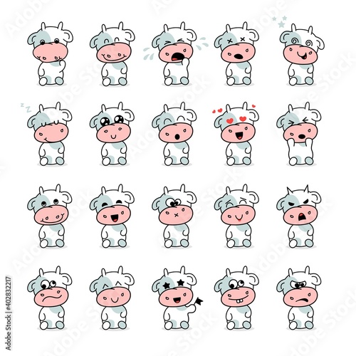 bull kid emotion vector set, emotion collection, love, joy, anger, shame, dream, cry, stupidity, fear