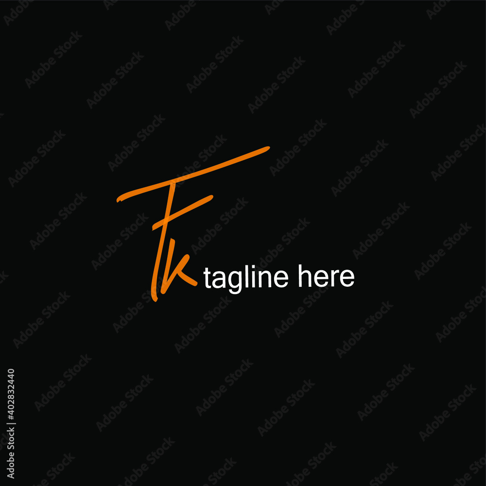 Fk handwritten logo for identity black background Fk handwritten logo for identity black background