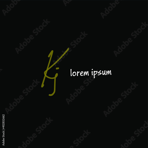 Kj initial handwriting black background