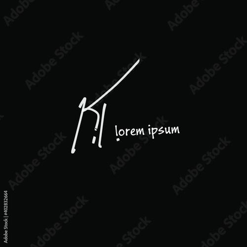 KL initial handwriting black background