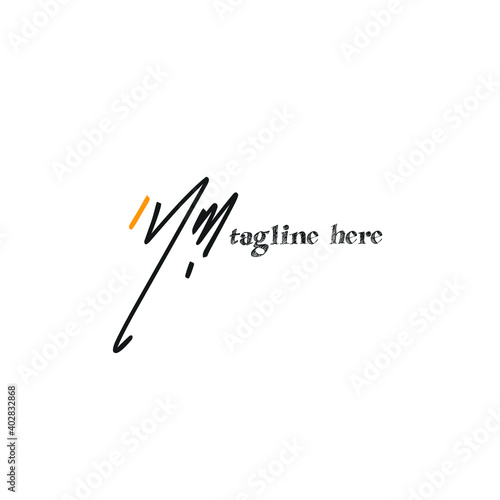 Mm handwritten logo for identity white background