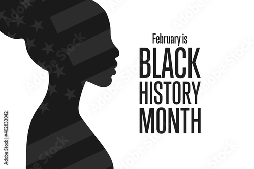 February is National Black History Month. Holiday concept. Template for background, banner, card, poster with text inscription. Vector EPS10 illustration.