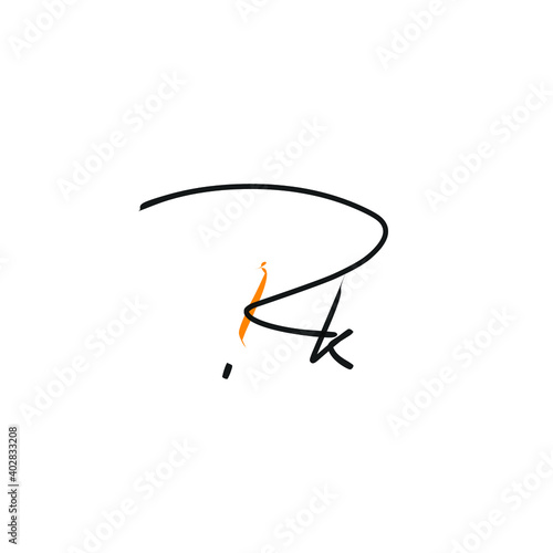 Rk handwritten logo for identity white background