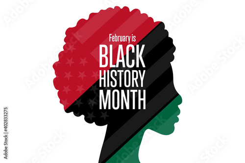February is National Black History Month. Holiday concept. Template for background, banner, card, poster with text inscription. Vector EPS10 illustration.