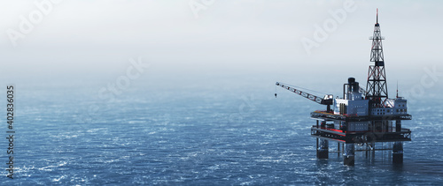 Offshore drilling rig on the sea. Oil platform