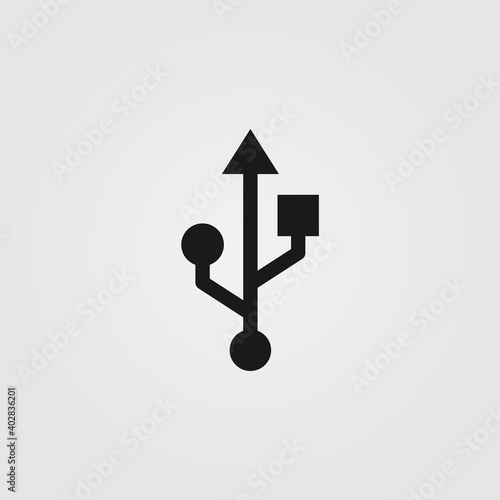 Usb symbol icon. Usb flash drive, connector, mobile device charger sign.