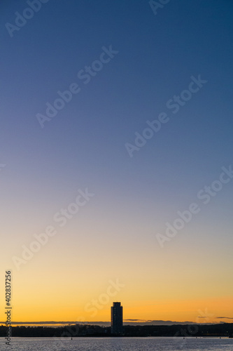 Sonnenuntergang über der Schlei in Schleswig