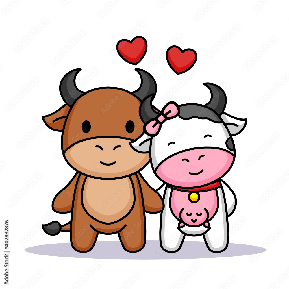 Cute couple cow romance in Valentine's Day Cute couple cow romance in Valentine's Day