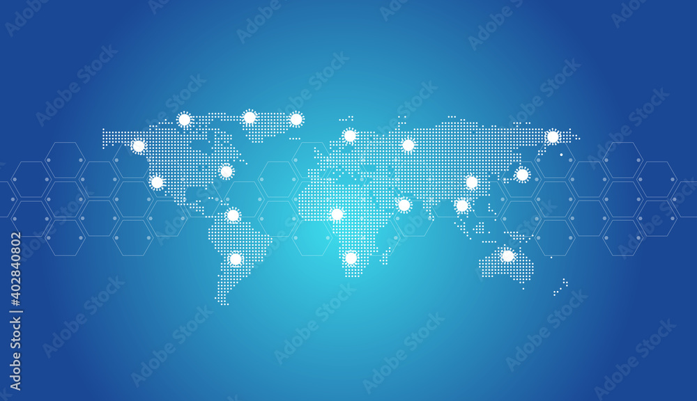 Dot World Map and Background of the Colid 19 Outbreak. Vector file available.Symbol for the spread of coronary disease. Dot World Map and Background of the Colid 19 Outbreak. Vector file available.Symbol for the spread of coronary disease.