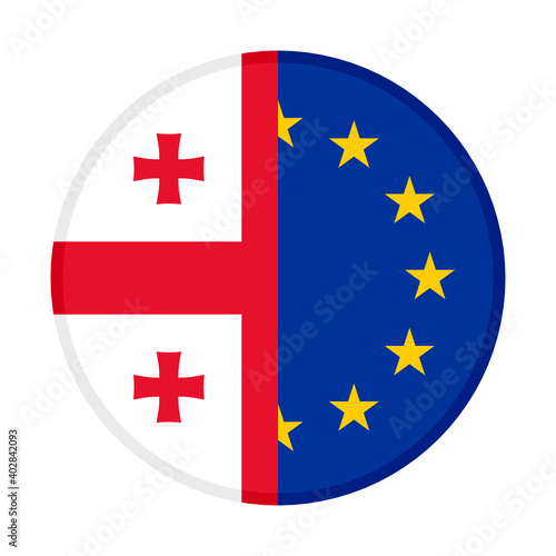 round icon with georgia and europe flags	
